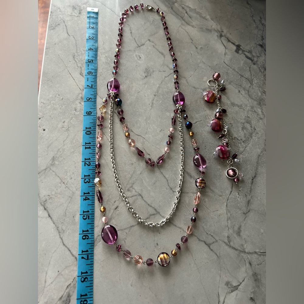 MURANO Glass Multi-Color Beaded Necklace Set with Bracelet